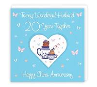 Hunts England - Husband 20th Anniversary Card - 20 Years - China Anniversary - Romantic Meadows - Fun Card - Twentieth Anniversary Card For Husband