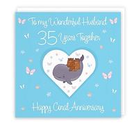 Hunts England - Husband 35th Anniversary Card - 35 Years - Coral Anniversary - Romantic Meadows - Fun Card - 35th Anniversary Card For Husband