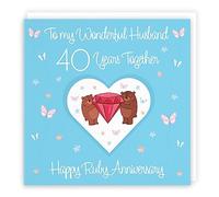Hunts England - Husband 40th Anniversary Card - 40 Years - Ruby Anniversary - Romantic Meadows - Fun Card - 40th Anniversary Card For Husband