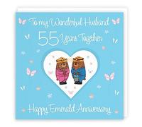 Hunts England - Husband 55th Anniversary Card - 55 Years - Emerald Anniversary - Romantic Meadows - Fun Card - 55th Anniversary Card For Husband