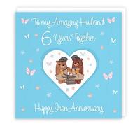 Hunts England - Husband 6th Anniversary Card - 6 Years - Iron Anniversary - Romantic Meadows - Fun Card - Sixth Anniversary Card For Husband