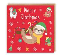 Hunts England - Individual Christmas Card - Merry Slothmas - Sloth & Llama Collection - Funny Card