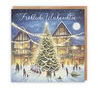 Hunts England - Individual German Christmas Card For Men Or Women - Fröhliche Weihnachten - 'Christmas Eve' - Milo's Gallery Collection - German Christmas Card