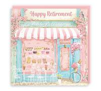 Hunts England - La Petite Patisserie Retirement Card For Her - Charming Pink Bakery, Pretty French Cafe Female Floral Design - Happy Retirement Card For Women, Mum, Friend, Her, etc. - Milo's Gallery