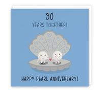 Hunts England - Large 30th Wedding Anniversary Card - Large Size - Pearl Anniversary - Iconic Collection - Large - 210 x 210 mm - 30 Years Cute Anniversary Card For Him, Her, Couples, etc.