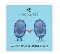 Hunts England - Large 45th Wedding Anniversary Card - Large Size - Sapphire Anniversary - Crystal - Iconic Collection - Large - 210 x 210 mm - 45 Years Cute Card For Him, Her, Couples, etc.