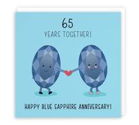 Hunts England - Large 65th Wedding Anniversary Card - Large Size - Blue Sapphire Anniversary - Crystal - Iconic Collection - Large - 210 x 210 mm - 65 Years Cute Card For Him, Her, Couples, etc.