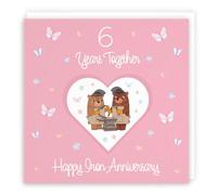 Hunts England - Large 6th Anniversary Card - 6 Years - Iron Anniversary - Romantic Meadows - Fun Card - Sixth Anniversary Card For Couples, Boyfriend, Girlfriend, Husband, Wife, etc. - 210 x 210 mm