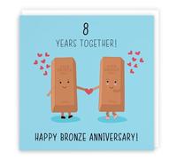Hunts England - Large 8th Wedding Anniversary Card - Large Size - Bronze Anniversary - Iconic Collection - Large - 210 x 210 mm - 8 Years Cute Anniversary Card For Him, Her, Couples, etc.