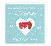 Hunts England - Large Brother & Sister-in-Law 40th Anniversary Card - 40 Years - Ruby Anniversary - Romantic Meadows - Fun Card - 40th Anniversary Card For Brother And Sister-in-Law - 210 x 210 mm