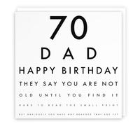 Hunts England - Large Dad 70th Funny Birthday Card - 70 Dad - Happy Birthday - They Say You Are Not Old Until You Find It Hard To Read The Small Print... - Letters Collection - Large - 210 x 210 mm