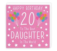 Hunts England - Large Daughter 20th Birthday Card - Happy Birthday - 20 - To The Best Daughter In The World - Iconic Collection - Large - 210 x 210 mm - Age 20