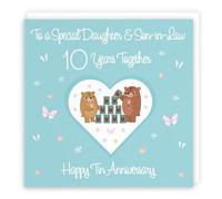 Hunts England - Large Daughter & Son-in-Law 10th Anniversary Card - 10 Years - Tin Anniversary - Romantic Meadows - Fun Card - Tenth Anniversary Card For Daughter And Son-in-Law - 210 x 210 mm