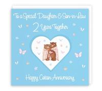 Hunts England - Large Daughter & Son-in-Law 2nd Anniversary Card - 2 Years - Cotton Anniversary - Romantic Meadows - Fun Card - Second Anniversary Card For Daughter And Son-in-Law - 210 x 210 mm