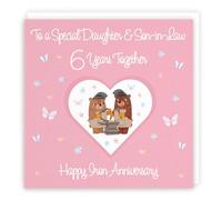 Hunts England - Large Daughter & Son-in-Law 6th Anniversary Card - 6 Years - Iron Anniversary - Romantic Meadows - Fun Card - Sixth Anniversary Card For Daughter And Son-in-Law - 210 x 210 mm