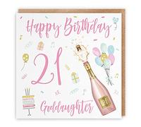 Hunts England - Large Goddaughter 21st Birthday Card - Happy Birthday - Goddaughter - 21 - Champagne Collection - Large - 210 x 210 mm - Age 21