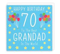 Hunts England - Large Grandad 70th Birthday Card - Large Size - Happy Birthday - Best Grandad In The World - Iconic Collection - Large - 210 x 210 mm - Age 70