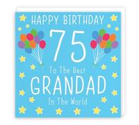Hunts England - Large Grandad 75th Birthday Card - Happy Birthday - 75 - To The Best Grandad In The World - Iconic Collection - Large - 210 x 210 mm - Age 75