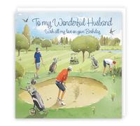 Hunts England - Large Husband Golfing Birthday Card - Golf Birthday - Milo's Gallery - Fun Card - Golfers For Husband - From Wife - Funny - 210 x 210 mm