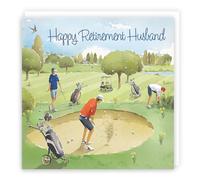 Hunts England - Large Husband Golfing Retirement Card - Golf Birthday - Milo's Gallery - Congratulations Golf Retirement Card For Husband - Card For Husband - Husband Retirement Card - 210 x 210 mm