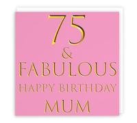 Hunts England - Large Mum 75th Birthday Card - 75 & Fabulous - Happy Birthday Mum - Large - 210 x 210 mm - Fun Card - Age 75