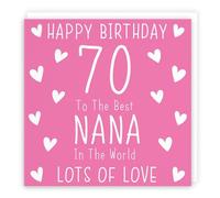 Hunts England - Large Nana 70th Birthday Card - Happy Birthday - 70 - To The Best Nana In The World - Lots Of Love - Iconic Collection - Large - 210 x 210 mm - Age 70