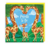 Hunts England - Large Parents To Be Congratulations New Baby Card - Large Card - Boy - Girl - Newborn - Cute Giraffes - Jungle Collection - Large - 210 x 210 mm