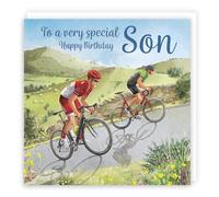 Hunts England - Large Son Road Cycling Birthday Card - Hill Climb - Road Bikes - Milo's - Fun - Birthday Card For Son - Boy's/Men's Birthday Card - Birthday Card For Cyclist - 210 x 210 mm