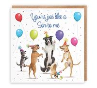 Hunts England - Like A Son Birthday Card For Him - Dancing Dogs - You're Just Like A Son To Me - Birthday Card - Milo's Gallery - Funny