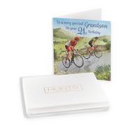 Hunts England - Luxury Boxed 21st Grandson Road Cycling Birthday Card - Hill Climb - Road Bikes - Milo's - Age 21 Birthday Card For Grandson - Age Twenty One - Grandson Birthday - Card In Keepsake Box