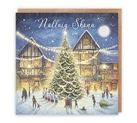 Hunts England - Luxury Individual Irish Gaelic Christmas Card For Men Or Women - Nollaig Shona - 'Christmas Eve' - Milo's Gallery Collection - Irish Gaelic Christmas Card