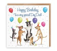 Hunts England Mens Funny Birthday Card From The Dog - Dancing Dogs - Special Dog Dad! - For Men, Husband, Dad, Son, etc. - Milo's Gallery Collection