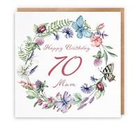 Hunts England - Mum 70th Birthday Card - Happy Birthday - 70 - Mum - Meadow Collection
