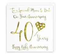 Hunts England - Mum And Dad - Parents 40th Anniversary Card - To A Special Mum & Dad On Your Anniversary - 40 Years - Happy Ruby Anniversary - Milano Collection