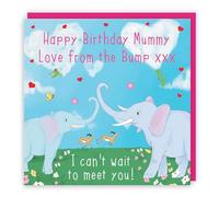 Hunts England - Mummy From The Bump Cute Elephants Birthday Card - Happy Birthday Mummy - Love From The Bump xxx - I Cant Wait To Meet You! - Cute Animals Collection