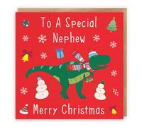 Hunts England - Nephew Christmas Card - To A Special Nephew - Merry Christmas - Dinosaur Collection