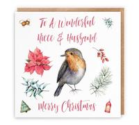 Hunts England - Niece And Husband Christmas Card - To A Wonderful Niece & Husband - Merry Christmas - Festive Collection