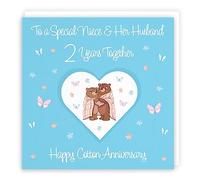 Hunts England - Niece & Husband 2nd Anniversary Card - 2 Years - Cotton Anniversary - Romantic Meadows - Fun Card - Second Anniversary Card For Niece And Husband