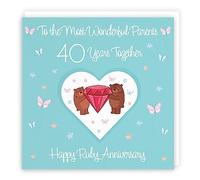 Hunts England - Parents 40th Anniversary Card - 40 Years - Ruby Anniversary - Romantic Meadows - Fun Card - 40th Anniversary Card For Parents