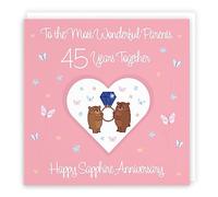 Hunts England - Parents 45th Anniversary Card - 45 Years - Sapphire Anniversary - Romantic Meadows - Fun Card - 45th Anniversary Card For Parents