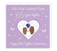 Hunts England - Parents 65th Anniversary Card - 65 Years - Blue Sapphire Anniversary - Romantic Meadows - Fun Card - 65th Anniversary Card For Parents