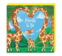 Hunts England - Parents To Be Congratulations New Baby Card - Boy - Girl - Newborn - Cute Giraffes - Jungle Collection