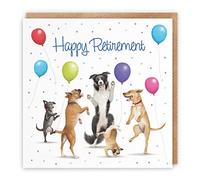 Hunts England Retirement Card For Him Or Her - Happy Retirement - Dancing Dogs - For Men, Women, Colleagues, Friends, etc. - Milo's Gallery Collection