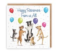 Hunts England Retirement Card From Us All - Dancing Dogs - Retirement Card From All Staff - For Men, Women, Colleagues, Friends, etc. - Milo's Gallery Collection