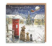 Hunts England Sister Stunning Luxury Artistic Christmas Card - To A Very Special Sister At Christmas - Magical Christmas - Milo's Gallery Collection