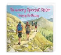 Hunts England - Sister Walking Fun Birthday Card - Milo's Gallery - Walkers Birthday Card For Sister - Birthday Card For Hiking Fan Sister
