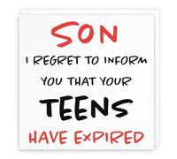 Hunts England - Son 20th Funny Birthday Card - Son - I Regret To Inform You That Your Teens Have Expired - Retro Collection