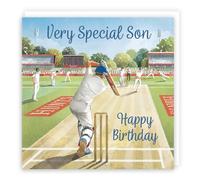 Hunts England - Son Cricket Fun Birthday Card - Milo's Gallery - Sport Birthday Card For Son - For Cricket Fan - Boys, Men, Kids, Adults