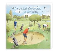 Hunts England - Son-in-Law Golfing Birthday Card - 'Golf Bunker' - Milo's Gallery Collection - Golfers Birthday Card For Son In Law