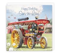 Hunts England - Son-in-Law Traction Engine Birthday Card - Steam Tractor - Milo's Gallery Collection - Birthday Card For Son In Law
